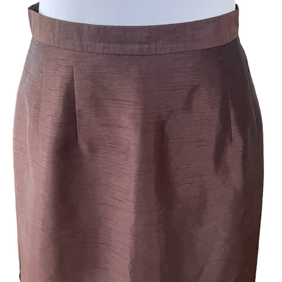 Harve Bernard Brown Satin Pencil Skirt Size 6 - Picture 3 of 8